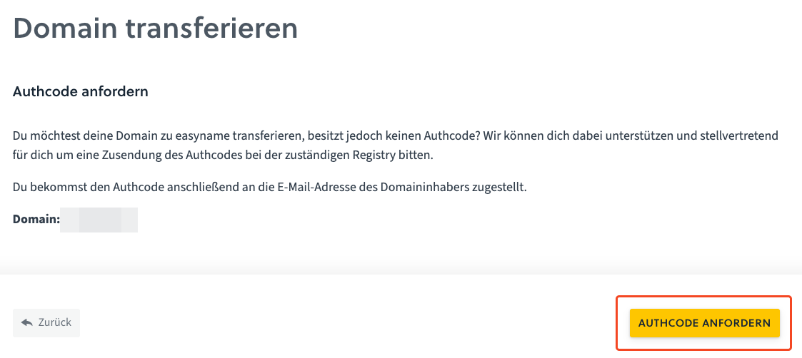 AuthCode für .at-Domain anfordern
